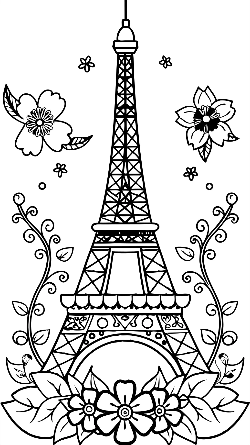 coloring page of eiffel tower